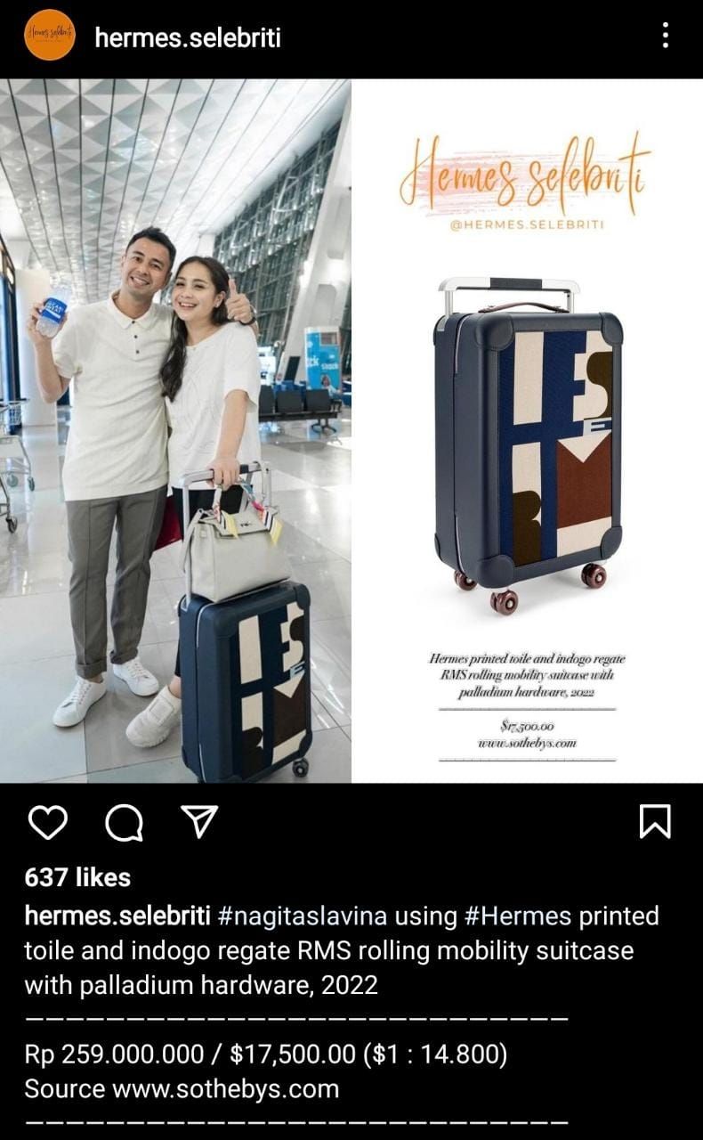 Koper Hermes milik Nagita Slavina dan Raffi Ahmad. (Dok. Instagram)