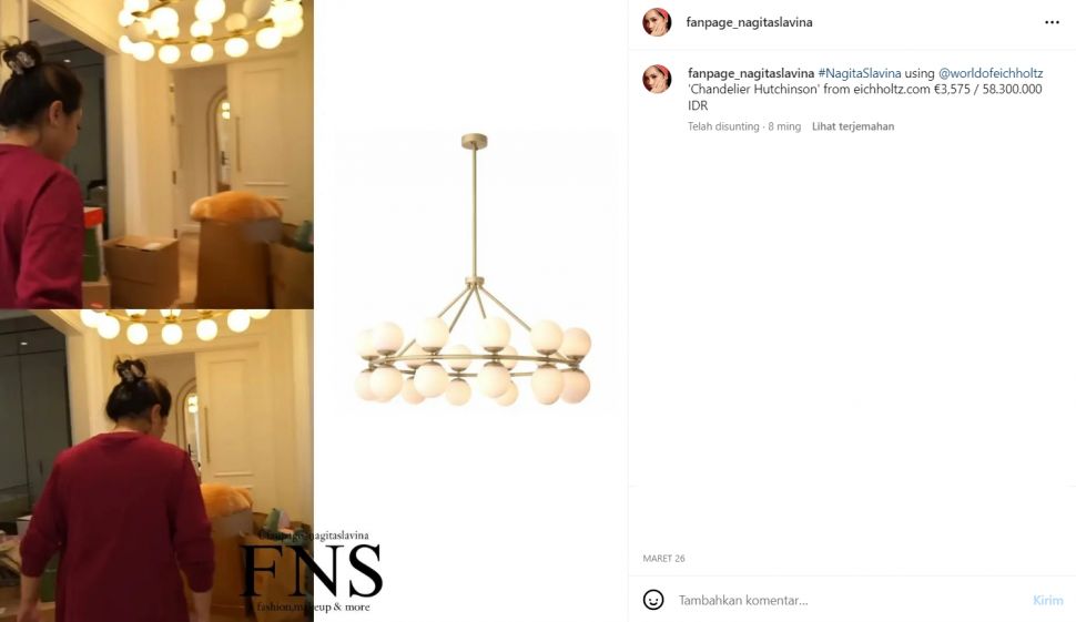 Harga lampu mewah di rumah Nagita Slavina (Instagram/fanpage_nagitaslavina)