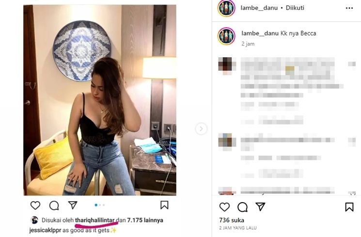 Bukti like Thariq Halilintan di postingan kakak Rebecca Klopper (Instagram)