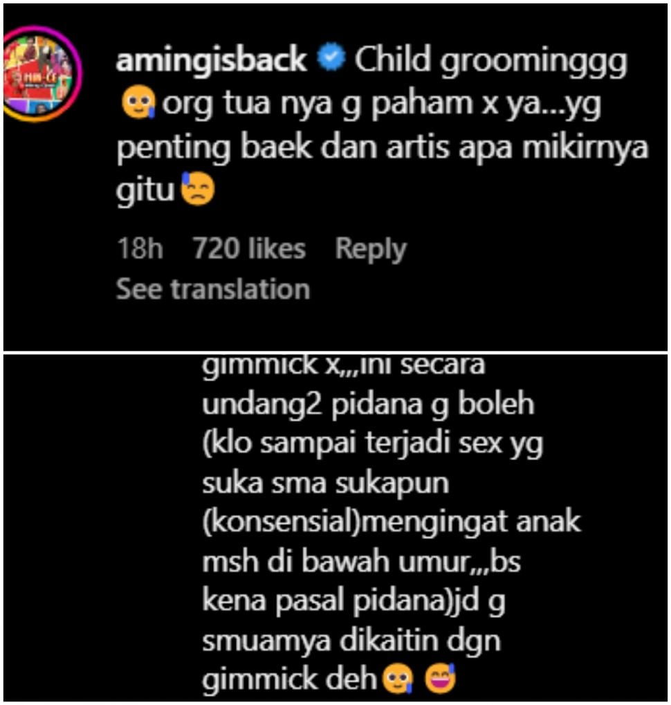 Komentar Aming tentang Kriss Hatta (Instagram)
