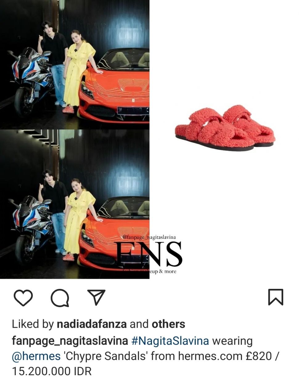 Bertemu NCT, Sandal Bulu yang Nagita Slavina Kenakan ke Garasi Harganya Belasan Juta! (Instagram)