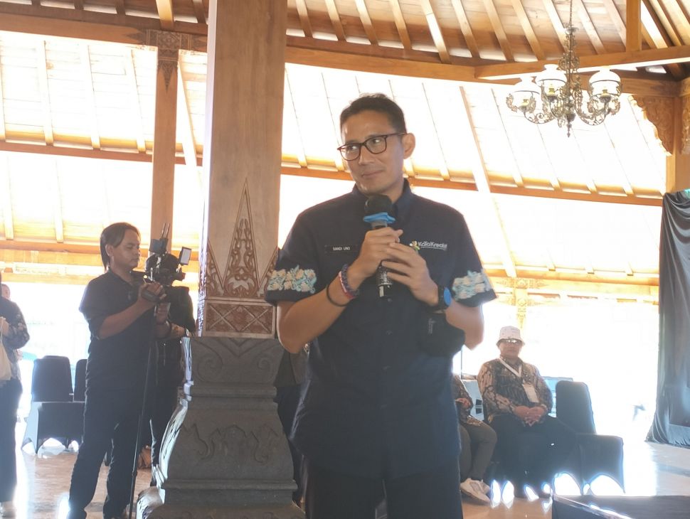 Menparekraf Sandiaga Uno saat hadiri acara di Yogyakarta, Minggu (4/6/2023).