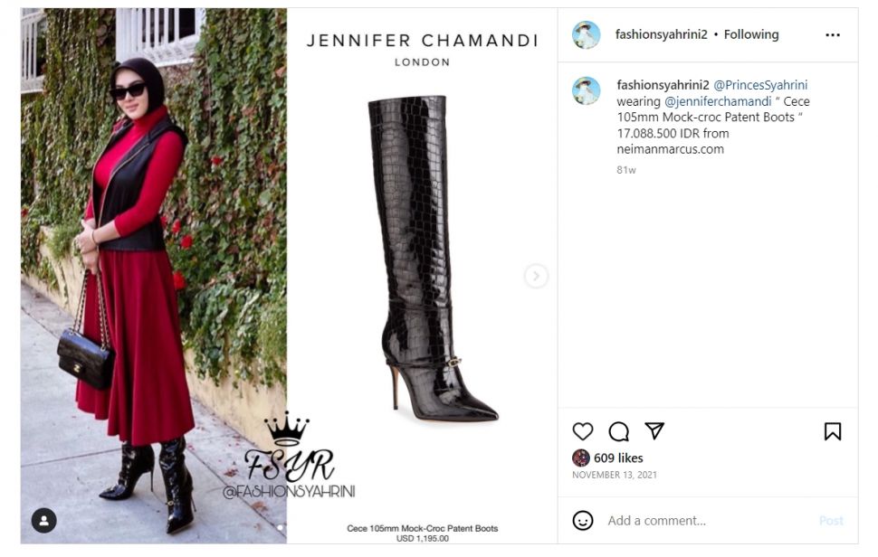 Koleksi sepatu boots Syahrini (Instagram @fashionsyahrini2)