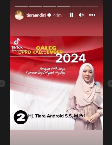 Tiara Andini jadi calon legislatif Kabupaten Jember (Instagram)