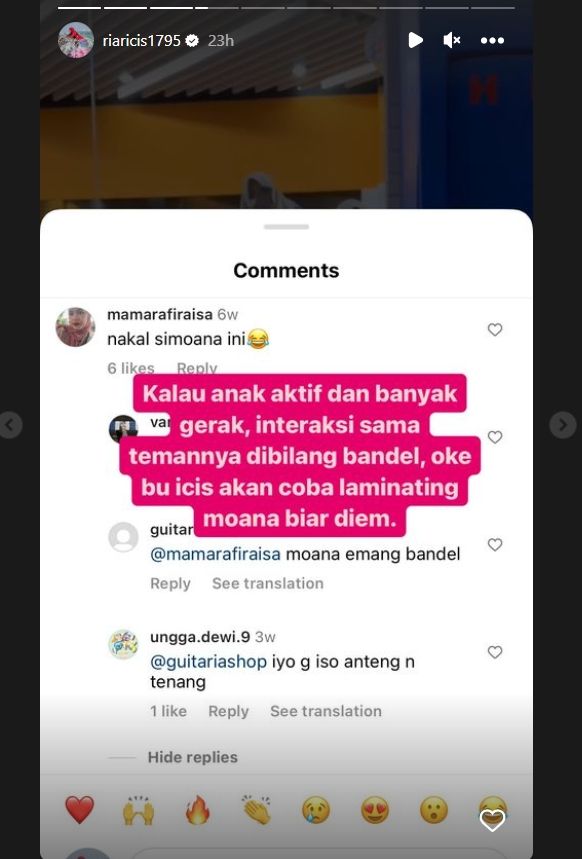 Moana dinyinyir oleh netizen (Instagram)