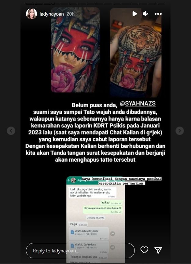 Lady Nayoan pernah melaporkan Rendy Kjaernett ke polisi (Instagram)