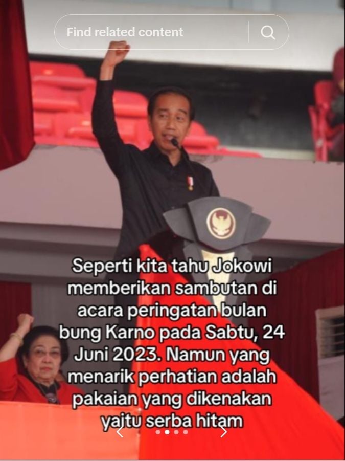 Presiden Jokowi pakai busana hitam di acara PDIP (TikTok @jurnalpinggiran)