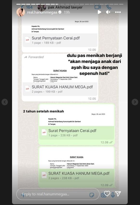 Janji suami Hanum Mega (Instagram)