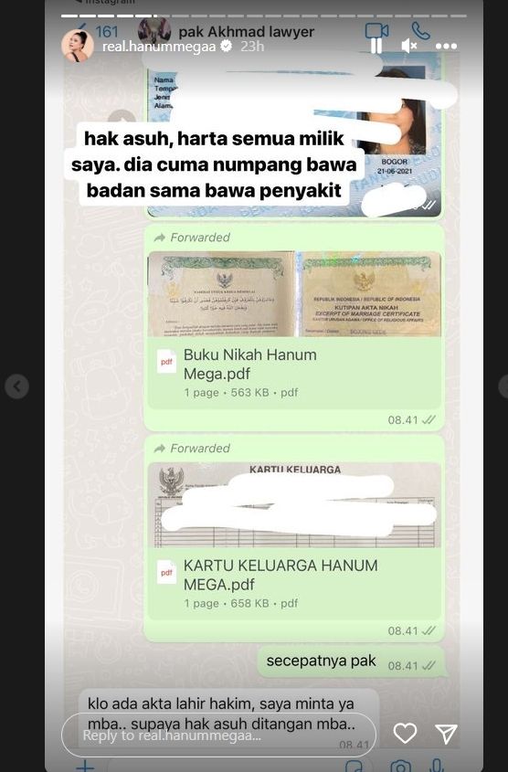 Suami Hanum Mega tidak punya apa-apa (Instagram)