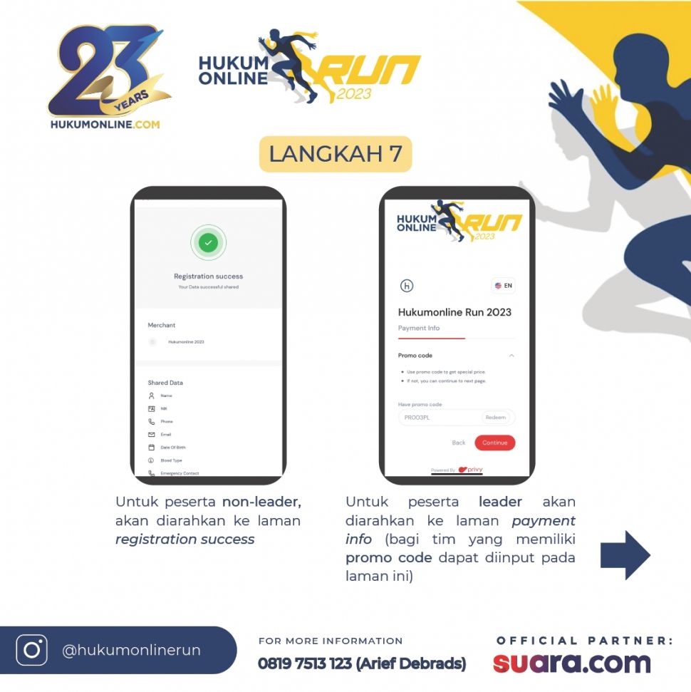 Cara daftar lomba lari Hukumonline Run 2023, langkah ke-7. [Istimewa]