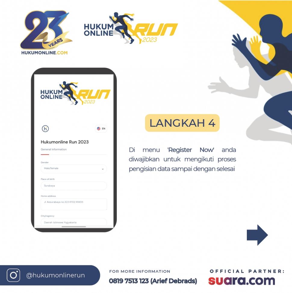 Cara daftar lomba lari Hukumonline Run 2023, langkah ke-4. [Istimewa]