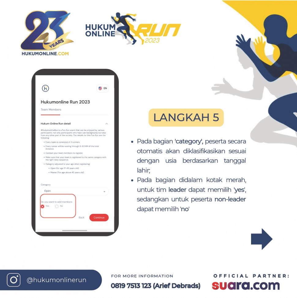Cara daftar lomba lari Hukumonline Run 2023, langkah ke-5. [Istimewa]