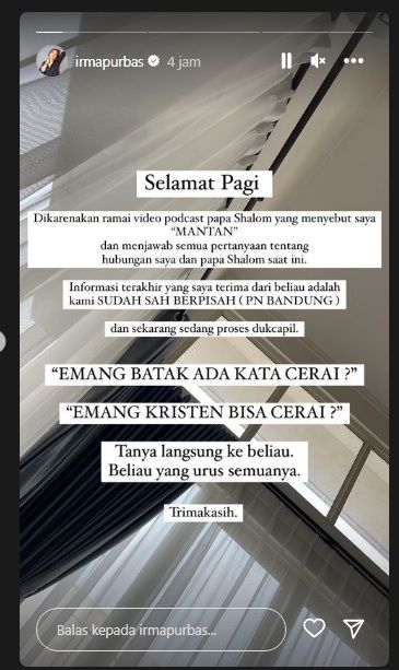 Unggahan Irma Purba [Instagram/@irmapurbas]