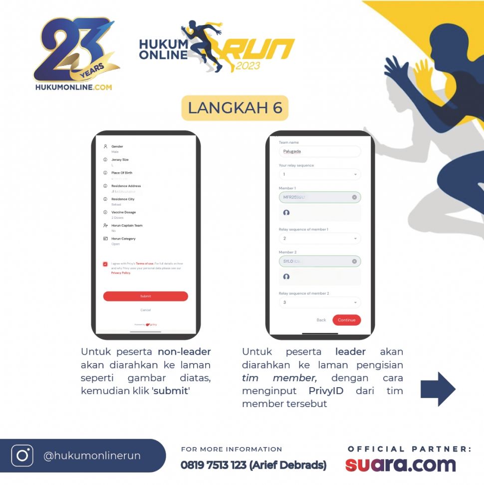 Cara daftar lomba lari Hukumonline Run 2023, langkah ke-6. [Istimewa]