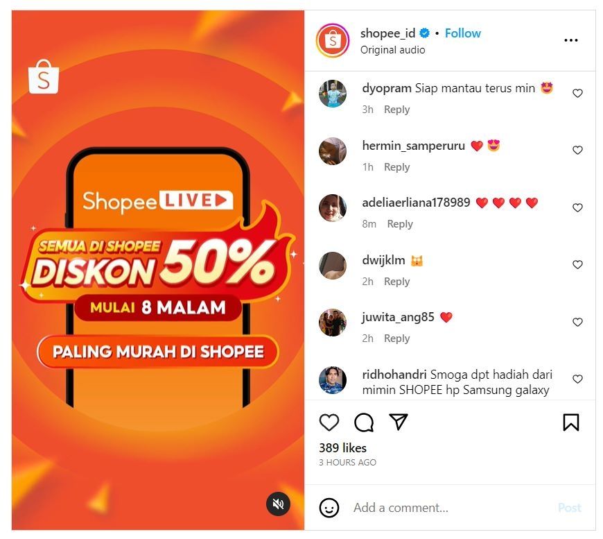 Diskon 50% Belanja di Shopee Live! (Dok: Shopee)