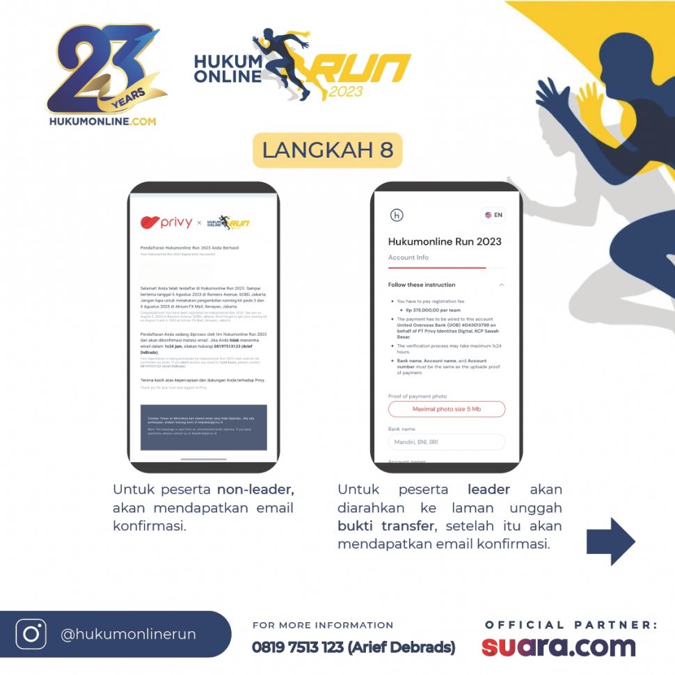 Cara daftar lomba lari Hukumonline Run 2023, langkah ke-8. [Istimewa]