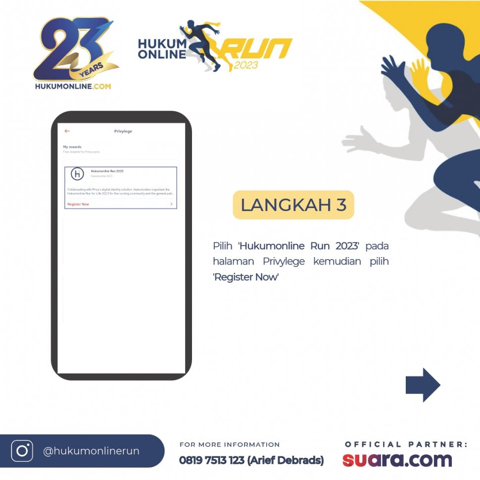 Cara daftar lomba lari Hukumonline Run 2023, langkah ke-3. [Istimewa]
