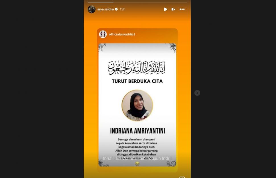 Arya Saloka bagikan kabar duka (Instagram)