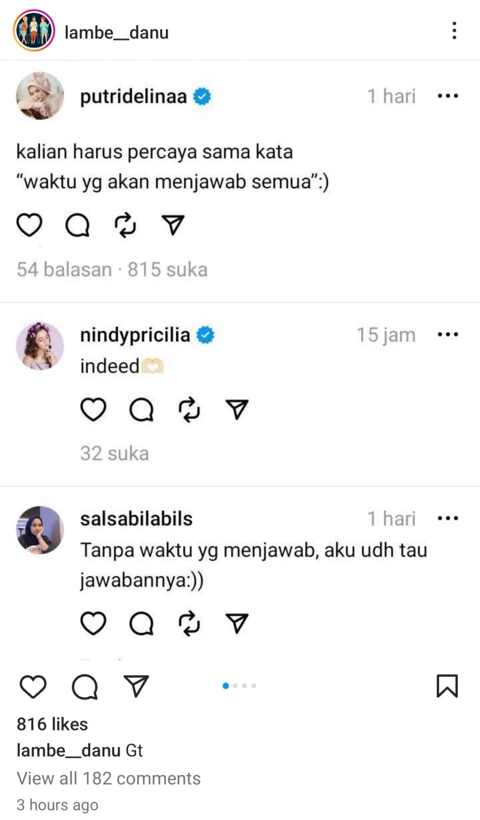 Putri Delina Diduga Ikut Sindir Nathalie Holscher. (Instagram)