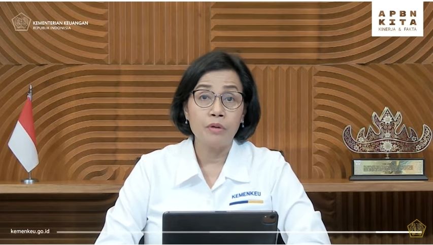 Tangkapan Layar Konfrensi Pers APBN Kita, Menteri Keuangan Sri Mulyani Indrawati