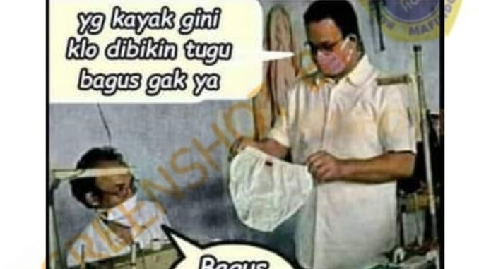 Tangkap layar foto Anies sedang pegang celana dalam wanita