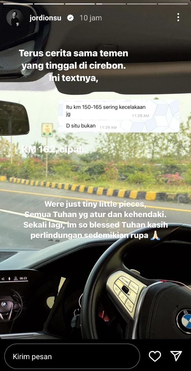 Mobil Jordi Onsu kecelakaan (Instagram)