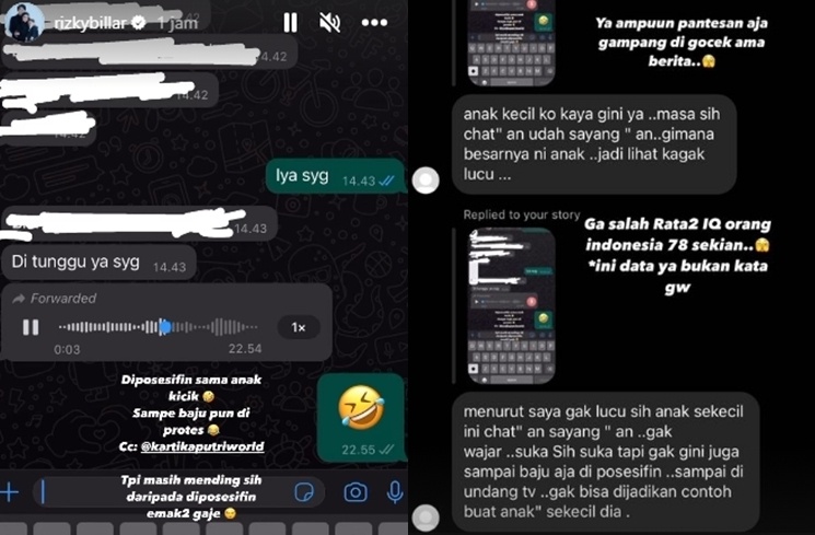 Anak Kartika Putri mesra ke Rizky Billar. [Instagram]