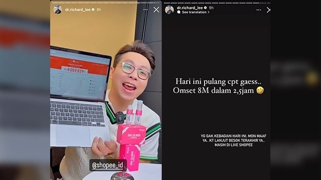 Capture IG story dr.Richard Lee. (Dok: Istimewa)