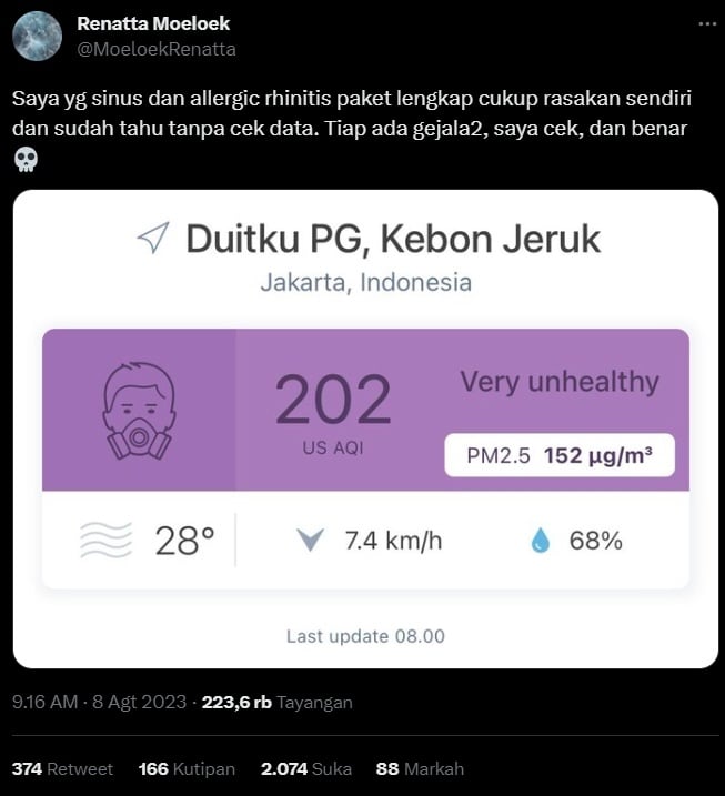 Keluhan Renatta Moeloek (Twitter)