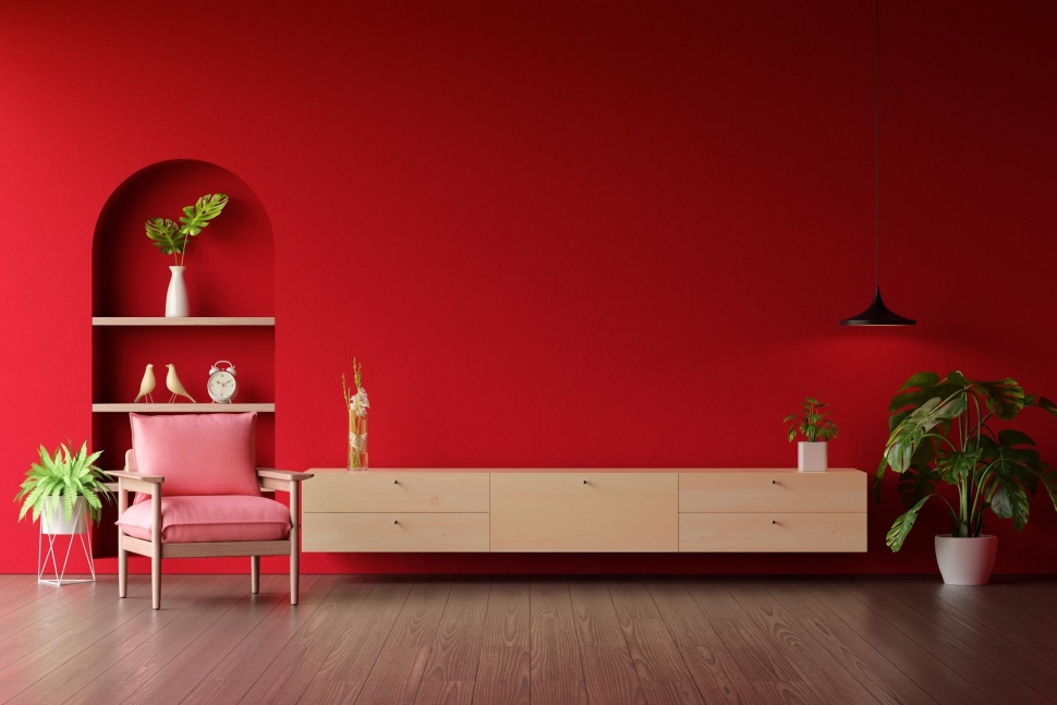 Ilustrasi penggunaan cat warna merah di ruangan. (Dok: Davies)