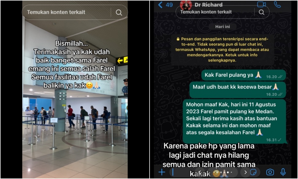 Farel Aditya minta maaf pada dr Richard Lee (TikTok/@farel.aditya)