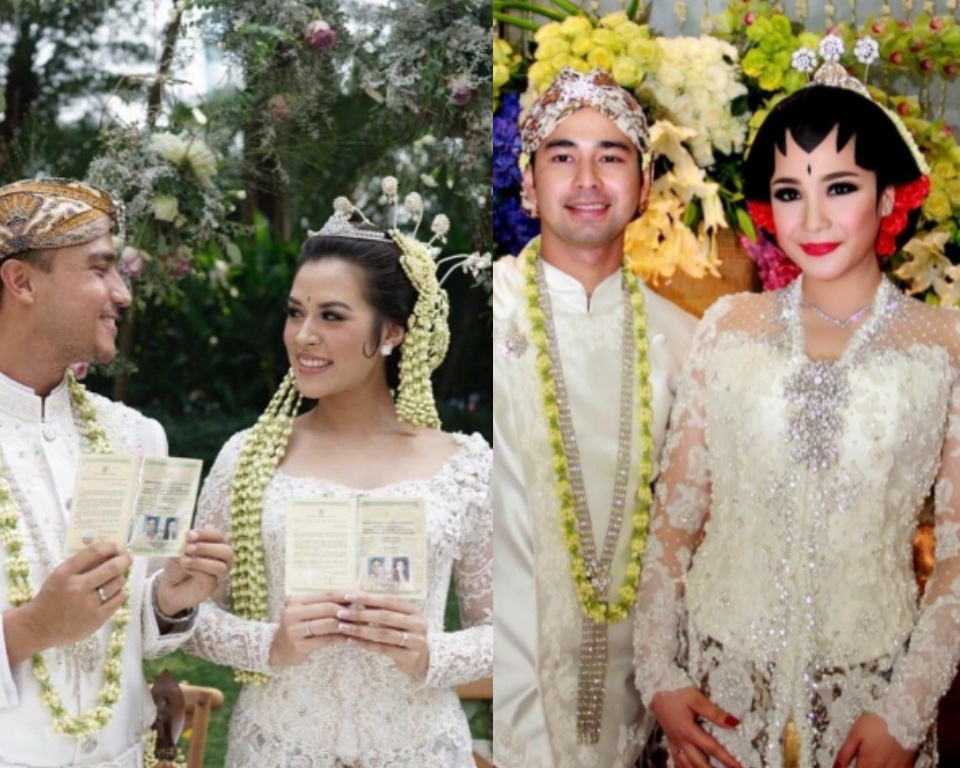 Adu Gaya Raisa dan Nagita Slavina. (Instagram/bridestory dan raffinagita1717)