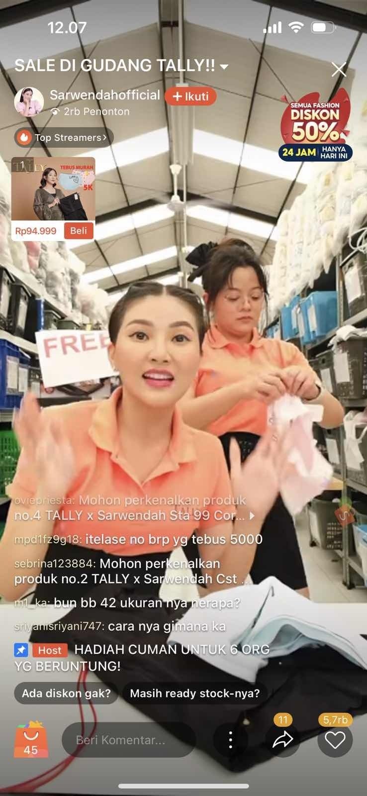 Sesi Shopee Live. (Dok: Istimewa)   