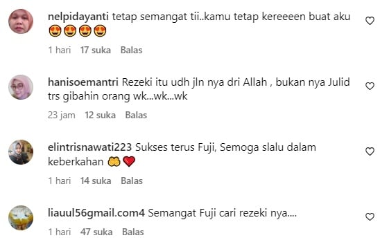 Komen di Instagram Fuji. (Dok: Istimewa)