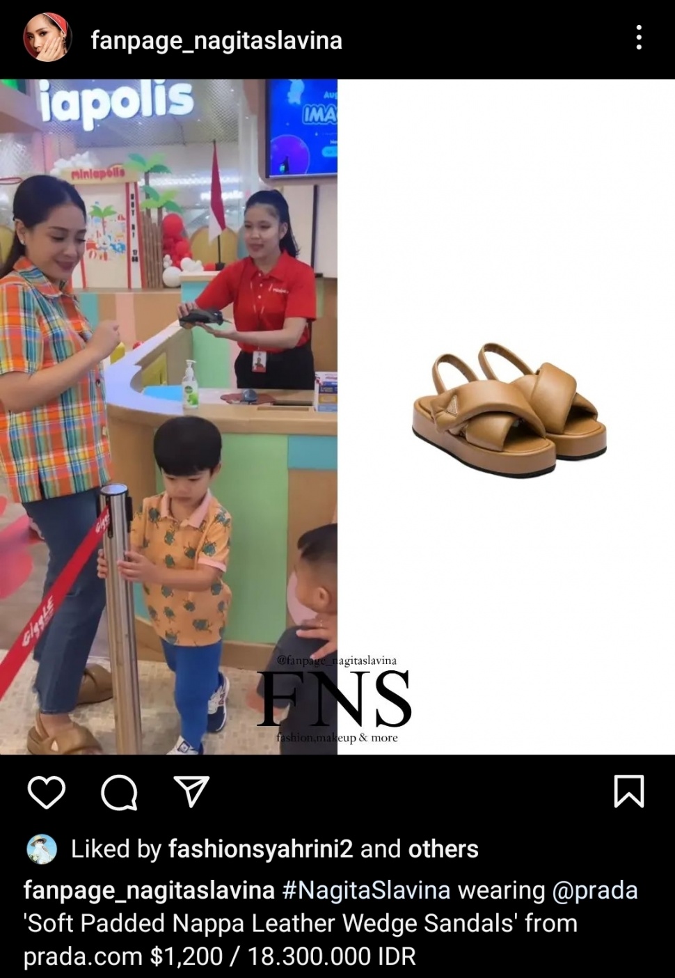 Nagita Slavina Pakai Sandal Puffy Harga Rp18 Juta. (Dok: Instagram/fanpage_nagitaslavina)