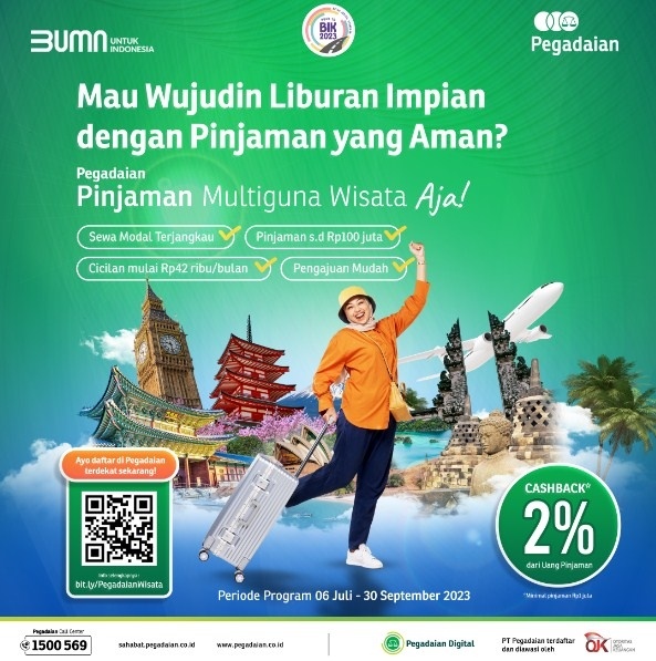 Pegadaian menghadirkan pinjaman Multiguna Wisata bagi keperluan liburan. (Dok: Pegadaian)