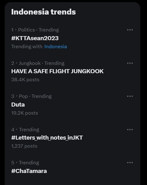 Duta trending di Twitter pada Selasa (05/09/2023). (Twitter)