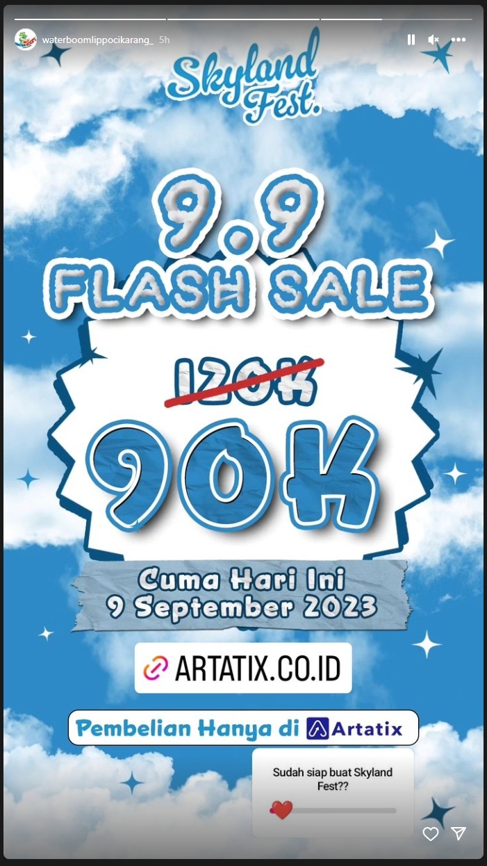 Promo Wisata Flash Sale 9.9. (Instagram)