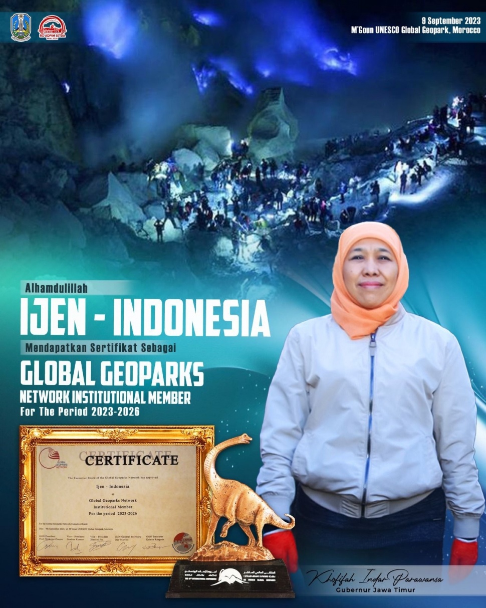 Geopark Ijen Tersertifikasi sebagai Geopark Global UNESCO.  (Dok: Pemprov Jatim)