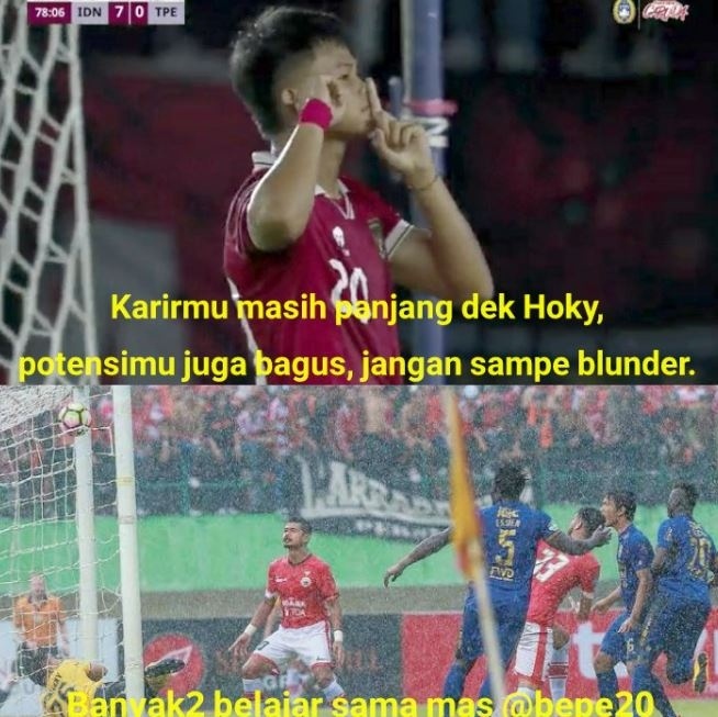 Selebrasi Hokky Caraka malah jadi meme. (Twitter/cupcakehugs___)