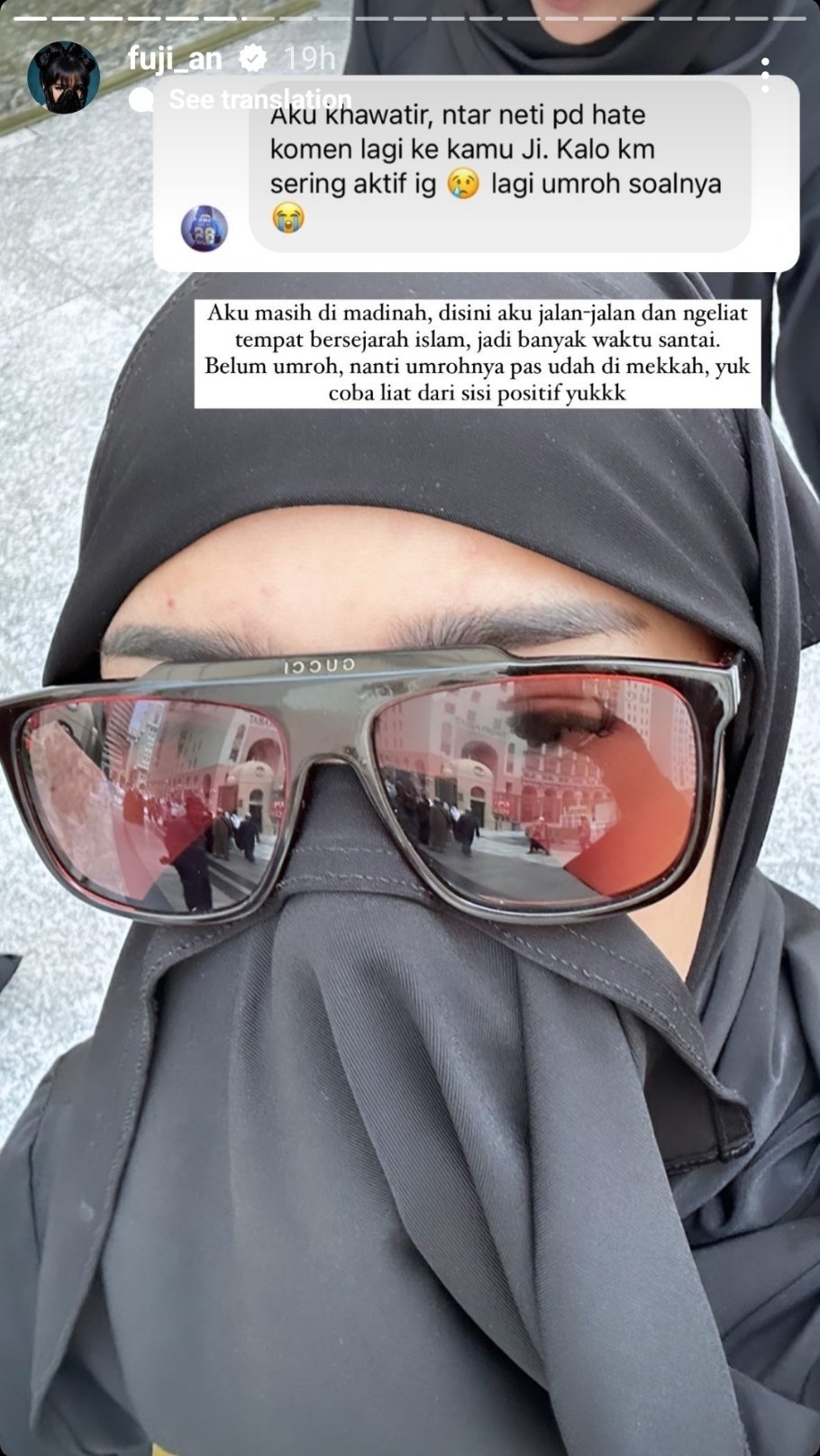 Fuji Jawab Nyinyiran Netizen Saat Umrah (Instagram)