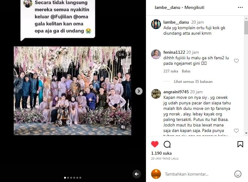 Warganet yang geram keluarga Fuji tak diundang acara Mitoni. (Instagram)