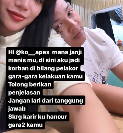 Dinar Candy minta pertanggungjawaban Ko Apex (Instagram)