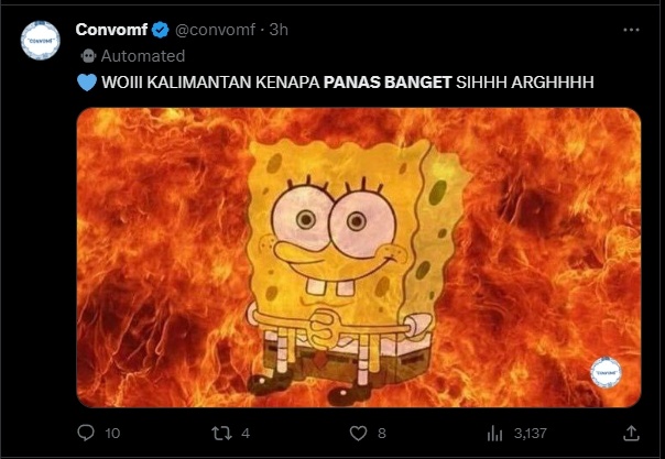 Meme celotehan netizen soal cuaca panas. (dok. Tangkapan Layar/X)