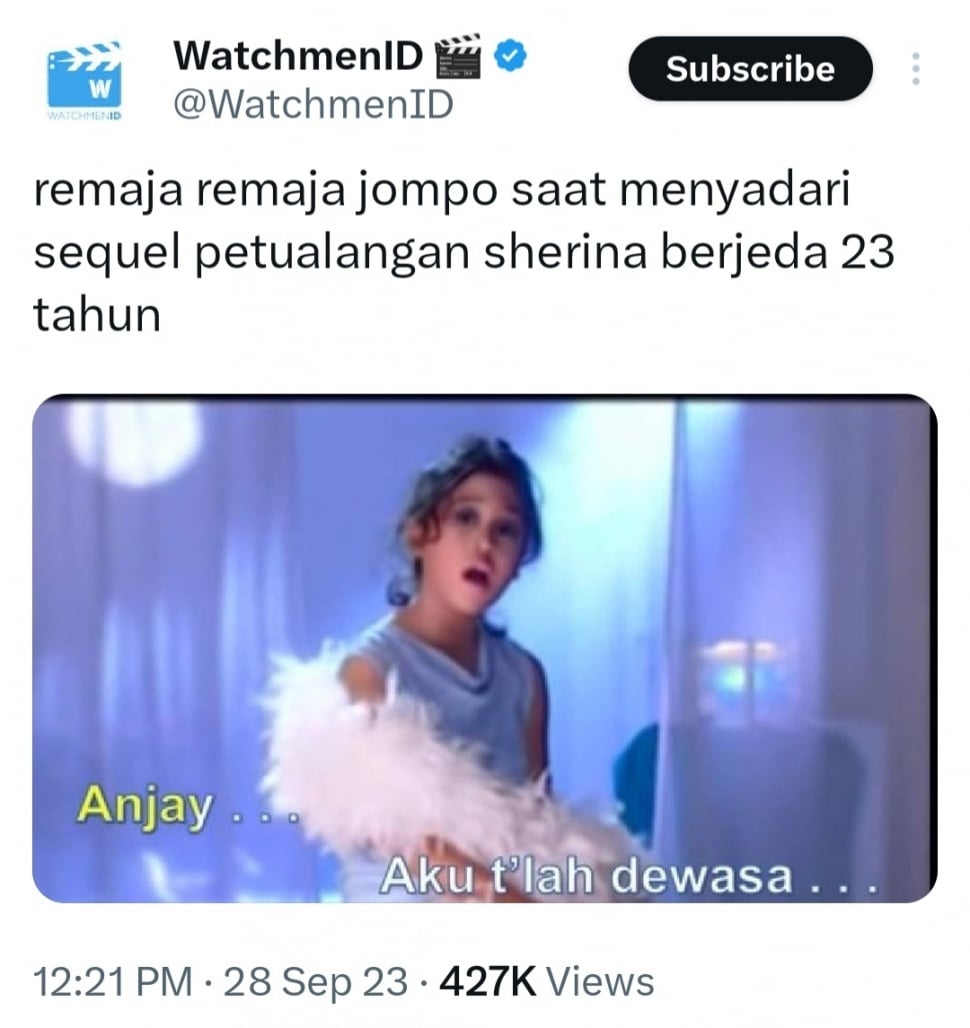 Komentar Kocak Netizen Tentang Film Petualangan Sherina 2 (Dok. X)