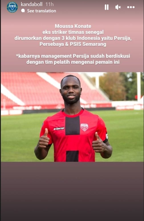 Mantan pemain Timnas Sinegal, Moussa Konate menjadi incaran banyak klub di Indonesia, salah satunya PSIS Semarang berminat mendatangkannnya. [Instagaram/kandaboll]