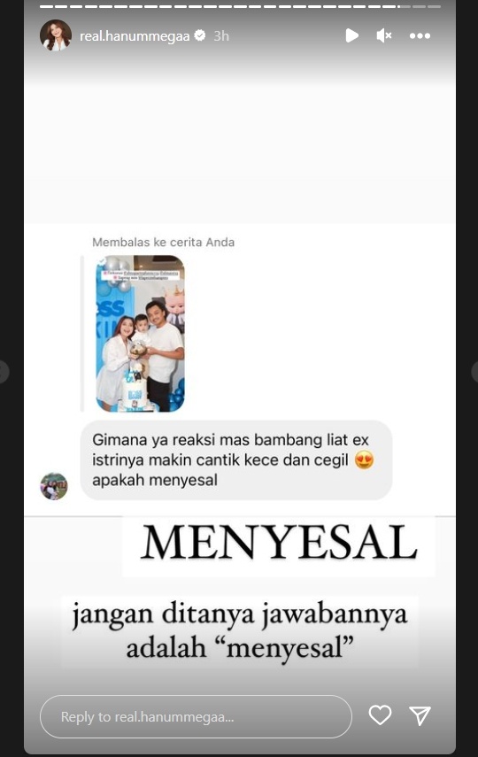 Hanum Mega sangat yakin Bambang menyesal telah berselingkuh (Instagram)
