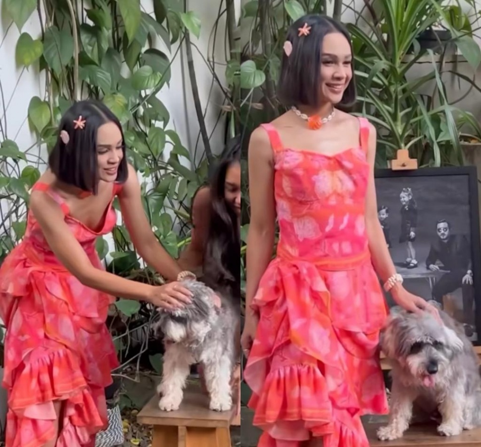 Andien dalam sesi foto bersama anjing. (Instagram Andien)
