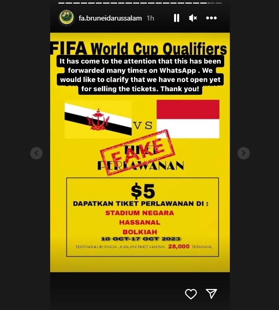 FABD klarifikasi kabar hoaks sebelum Brunei menjamu timnas Indonesia. (Instagram/fa.bruneidarussalam)