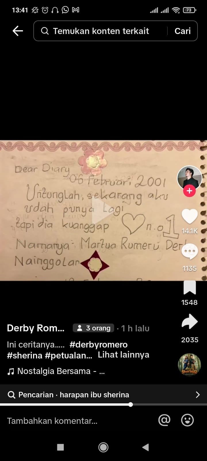 Diary Sherina (Tiktok/derbyromero8)